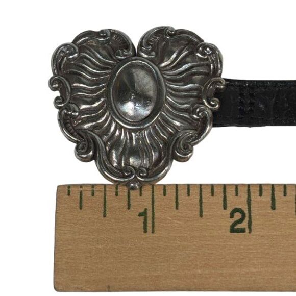 Brighton Concho Belt Women's Black Leather Silver Medallion Vintage 1993 Western - Picture 7 of 14